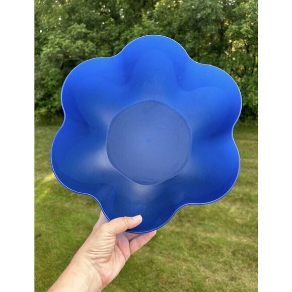 Tupperware Retro Flower Design Blue Chip 'N Dip Bowl Set 5 Piece. - Picture 3 of 13